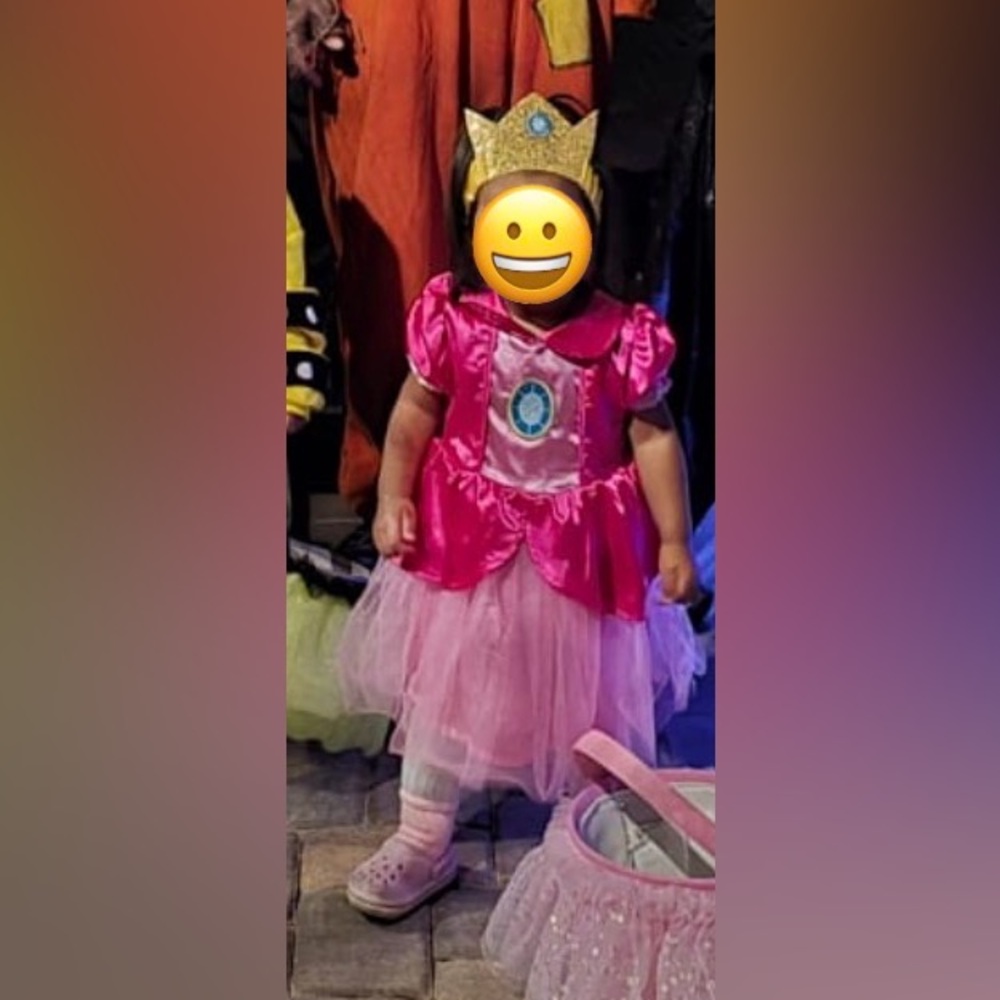 Princess Peach Pink Princess Costume with Crown